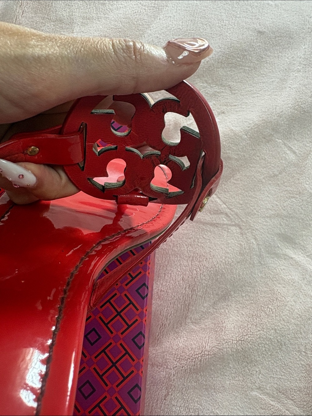 Tory Burch Red with Rainbow Miller Patent Sandals - Picture 9 of 10